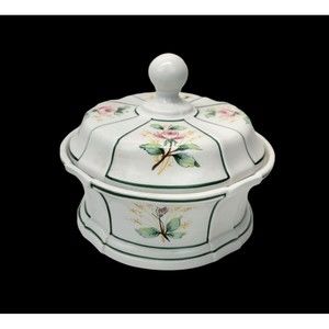 Vintage Lord & Taylor Covered Serving Bowl Floral Ceramic w/Lid Made in Italy 8"